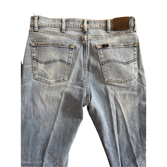 2x Vintage Lee Jeans Light Wash Blue Denim Mens 34x34 Straight Regular Fit - Picture 5 of 13